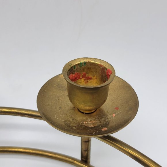 Enesco Mid-Century Brass 8 Candle Ring Centerpiece Holiday Wreath Candelabra - Picture 8 of 10